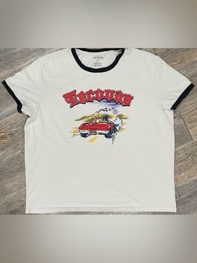 Tecovas XXL Ringer T-Shirt Hotrod Bikinis White Graphic Print Tee
